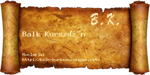 Balk Kurszán névjegykártya